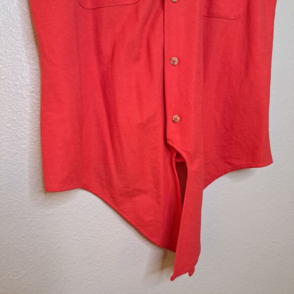 Massimo Dutti Women Collared Sleeveless Top Red Button Up Size S Front Knot - Picture 5 of 10